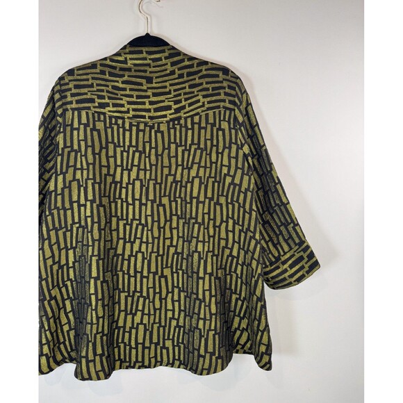 Saint Gil Womens Jacket Green Abstract Jacquard One Button 3/4 Sleeve Classic XL - Picture 9 of 12